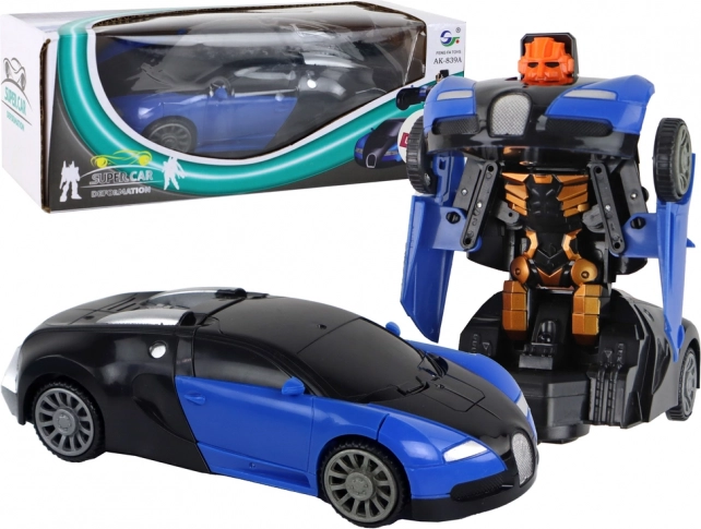 Voiture-robot 2en1 bleue avec effets lumineux