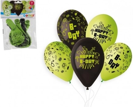 Inflatable balloons with Minecraft print 33 cm, 5 pcs