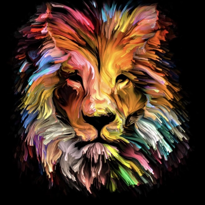 Pittura diamantata leone colorato 30x40 cm