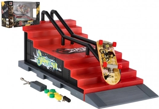 Skatepark da dito con scale e corrimano – fingerboard da 8 cm con rampa e accessori