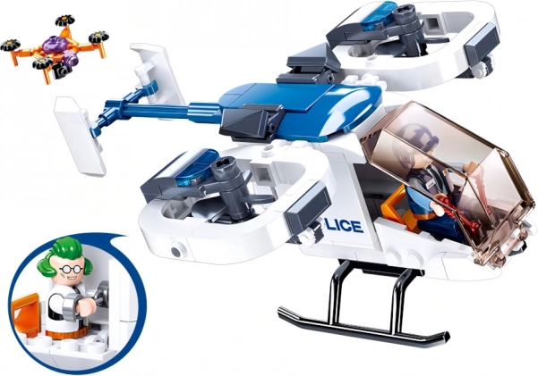 Sluban policijski helikopter s dronom – građevni set