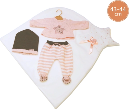 Llorens completino per bambola New Born 43–44 cm, set 3 pezzi con copertina