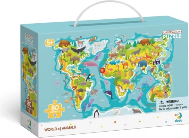 Puzzle Monde des animaux 80 pièces 45 × 31 cm