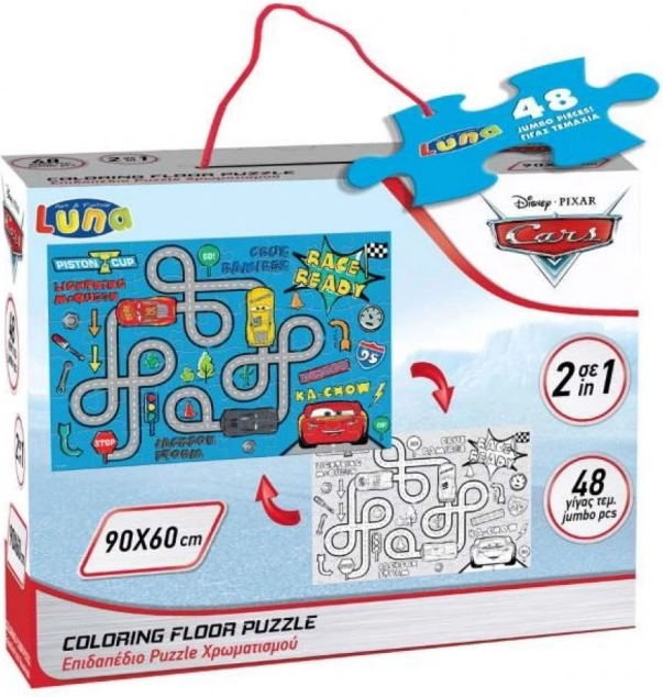 Luna dubbelzijdige puzzel auto doolhof 48 stukjes
