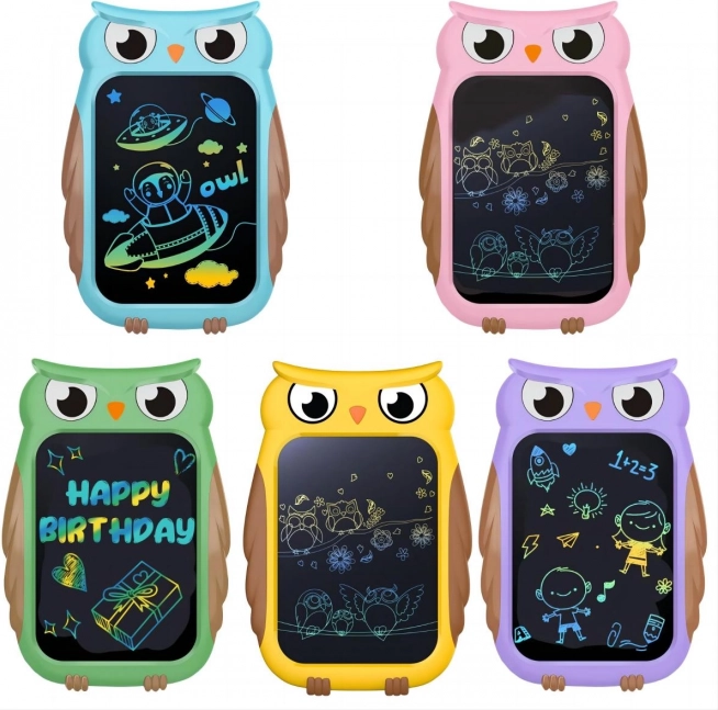 Tablette LCD pour enfants en forme de hibou 8,5" avec écran couleur et stylet