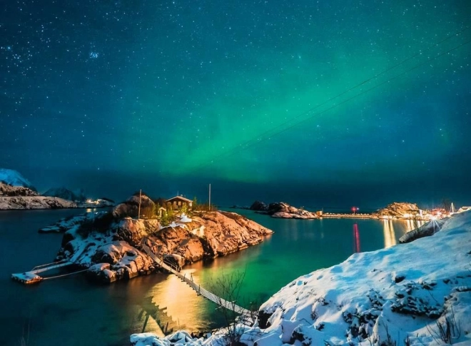 500 darabos puzzle Északi fény Bergsfjord felett