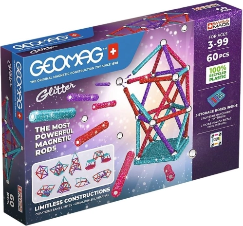 Geomag Glitter ensemble magnétique scintillant en plastique recyclé 60 pièces