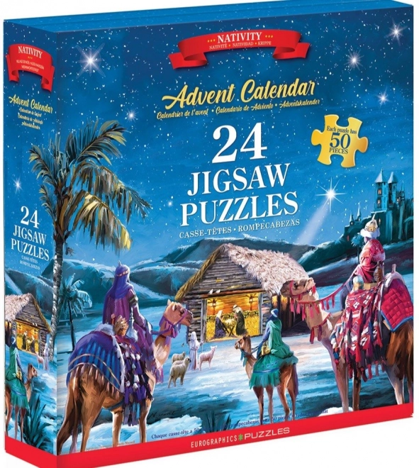 Adventskalender puslespil Jesu fødsel 24×50 brikker EUROGRAPHICS