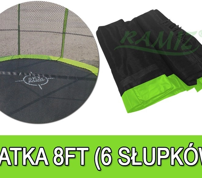 Schutznetz für Trampolin 244 cm (8 ft) mit 6 Tunneln SkyRamiz, grün
