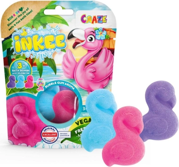 Inkee bombe frizzanti da bagno Fenicottero 3×55 g