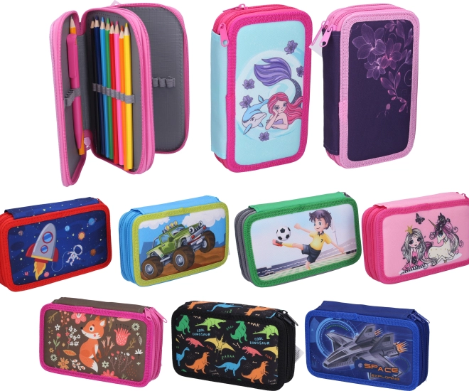 Trousse textile à deux étages avec équipement