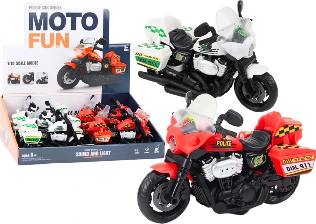 Moto de Police 1:10 Lumières Sons Blanc Rouge