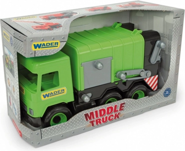 Green WADER Middle Truck garbage truck, 42 cm, in box