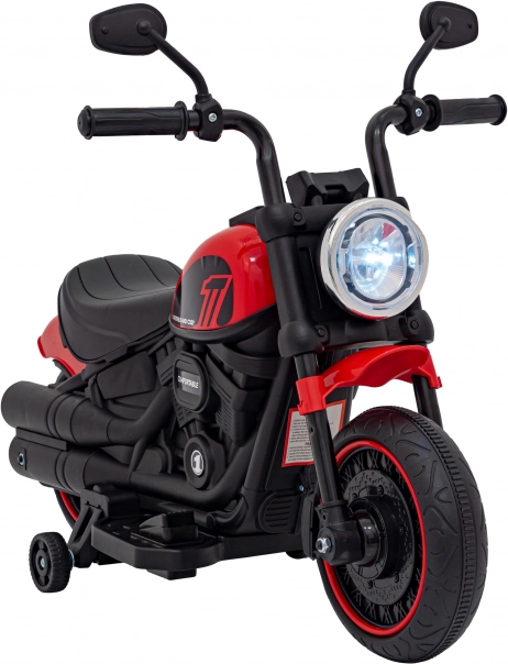 Detská elektrická motorka Chopper Faster s FM rádiom, audio panelom a LED – Červená