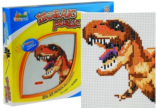 Grande mosaico con dinosauro, pioli colorati