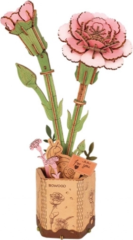 Puzzle 3D en bois Œillet Rose
