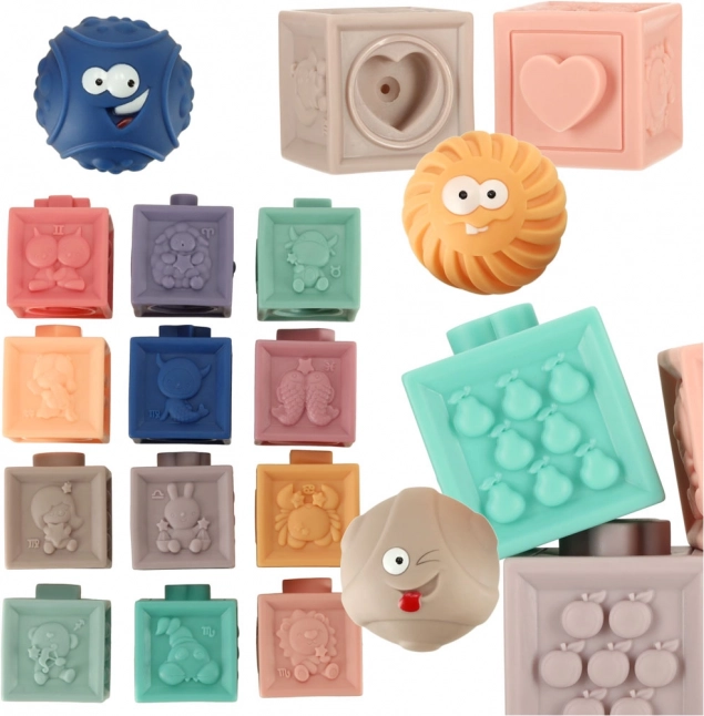 Sensorische zachte blokken en ballen, educatieve set 15 stuks