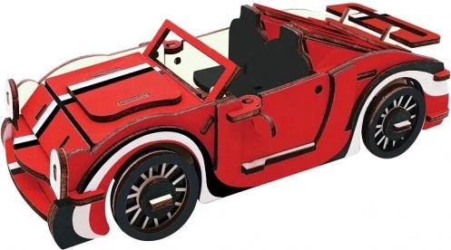 Puzzle 3D en bois Cabriolet rouge pour enfants
