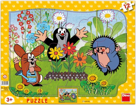 Dino papír puzzle Kisvakond kertész 12 darab