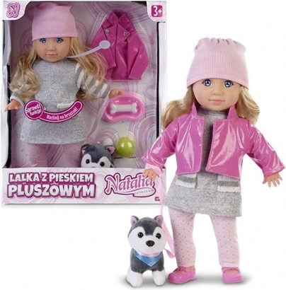 Bambola Natalia con cagnolino di peluche 35 cm