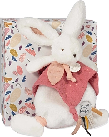 Cadeauset - Pluchen konijn met knuffeldoek oudroze