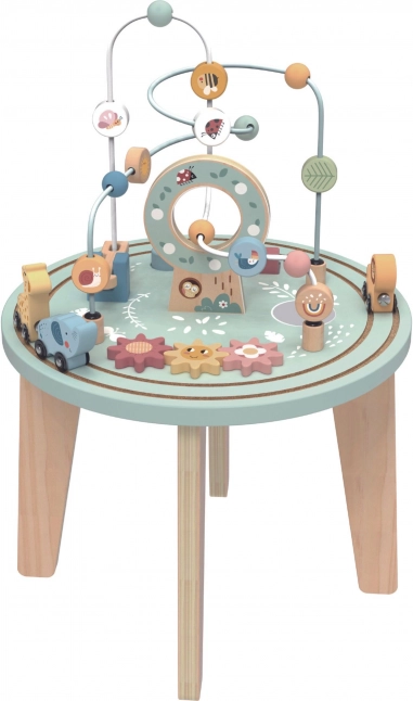 Drveni Montessori aktivni stolić TOOKY TOY s motoričkim labirintom