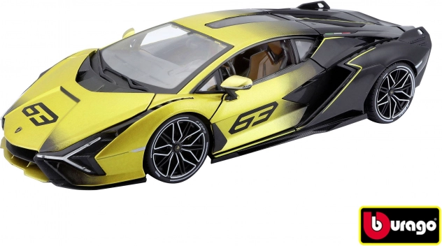 Modelbil BBURAGO LAMBORGHINI Sián FKP 37 1:18 gul/sort