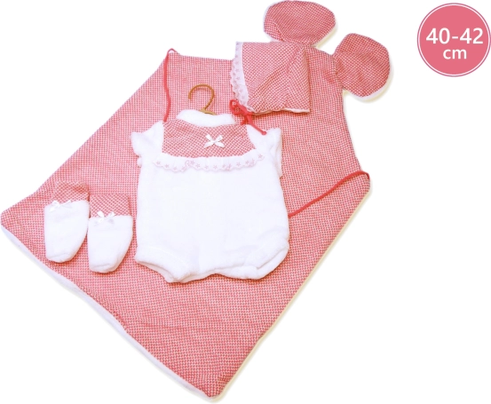 Llorens obleček pro panenku New Born 40–42 cm, 3dílná sada s podložkou s oušky