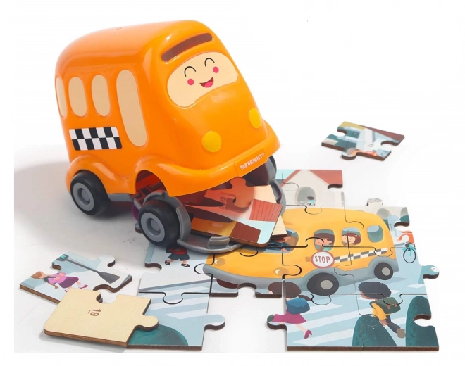 Wooden Puzzle and Toy: School Bus