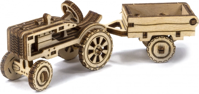 Wooden 3d model tractor with trailer