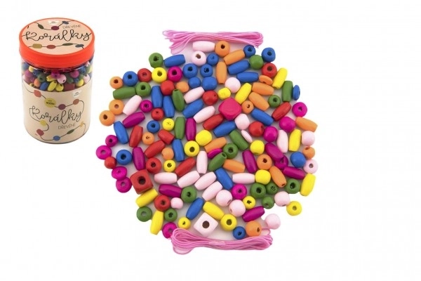 Colorful Wooden Beads with Elastic Bands