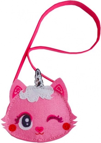 Creative Set – Small Felt Handbag with Kitten, Pink