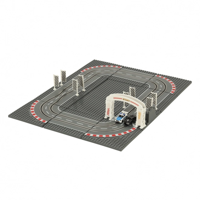 Electric Racing Police Car Track Set with Construction Blocks