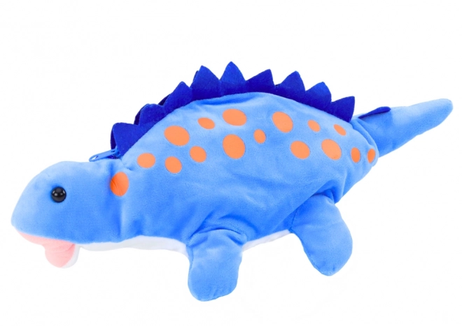 Plush Dinosaur Pencil Case with Hanger - Blue