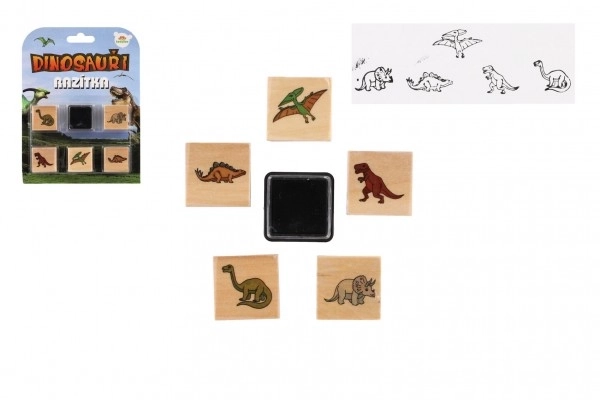 Wooden Dinosaur Stamps with Ink Pad