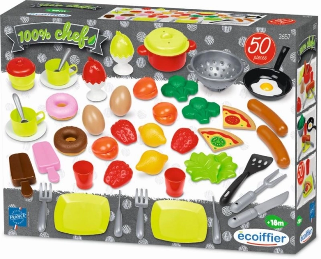 Toy Kitchen Set with Food, 50 Pieces