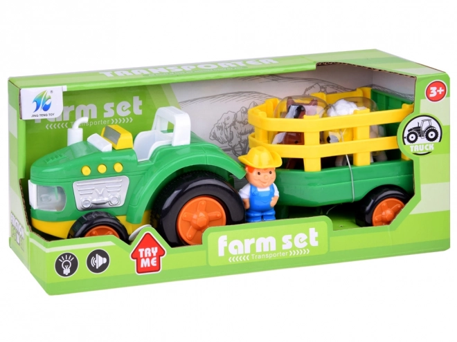 Farm Tractor with Trailer and Animals - Sound and Light