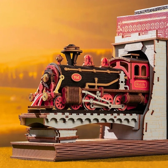 Wooden Steampunk Train Bookend 3D Puzzle