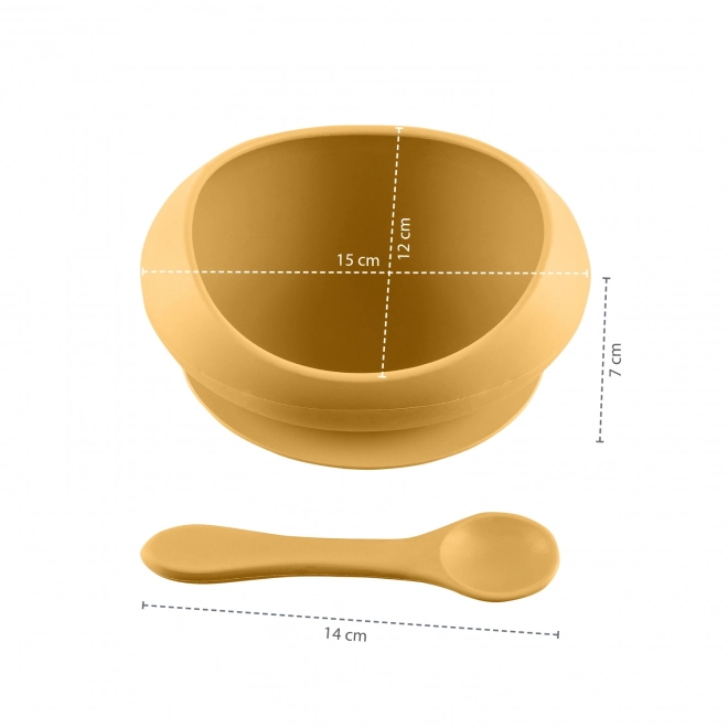 Silicone Bowl with Raised Edges and Suction - Mustard Yellow