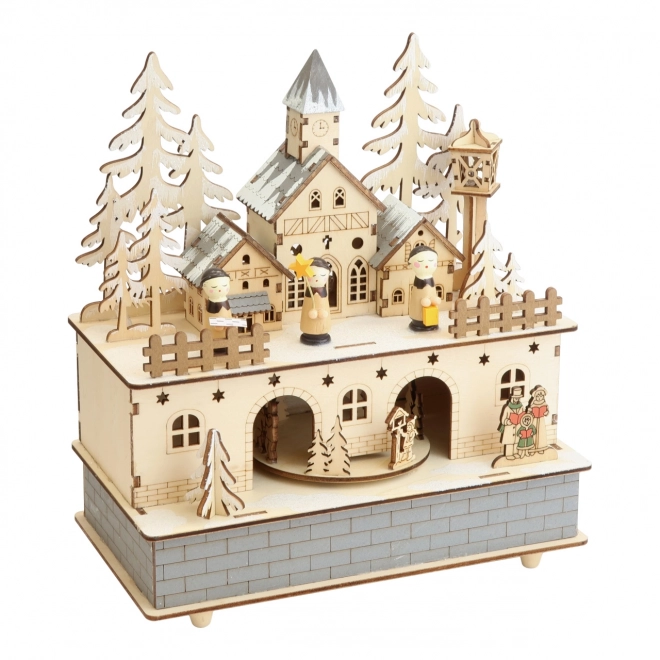 Wooden Music Box with Light - Winter Village