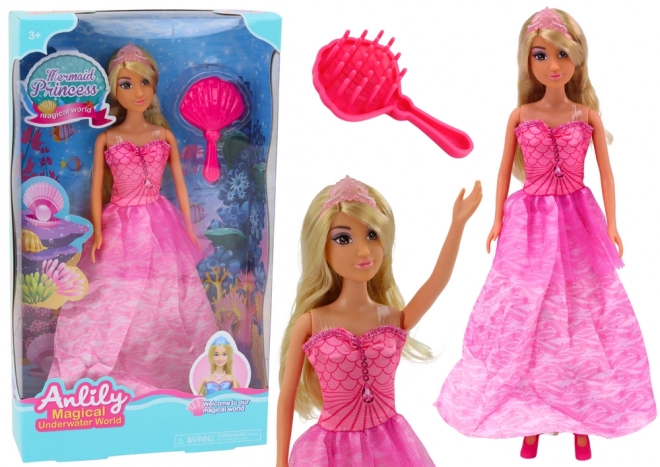 Anlily Mermaid Princess Doll with Pink Dress and Brush