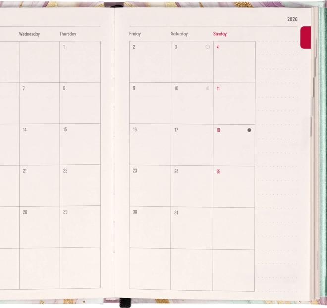 Weekly Diary Pink Marble with Magnetic Closure 2026