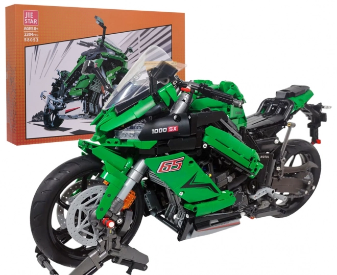 Green Sports Motorcycle Building Block Set