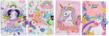 Taccuino con lucchetto con motivo unicorno 14 × 18 cm
