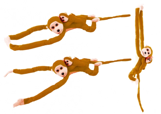 Plush Monkey with Baby Light Brown 90 cm