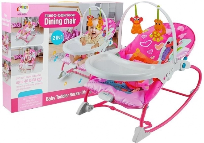 Rocking Cradle and High Chair 2-in-1 Pink