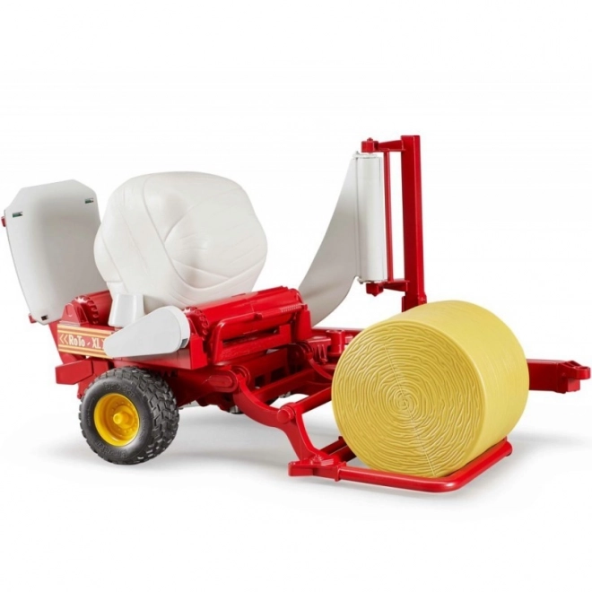 Round Baler with White and Yellow Bale