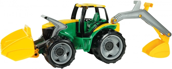 Green And Yellow Tractor With Loader And Backhoe