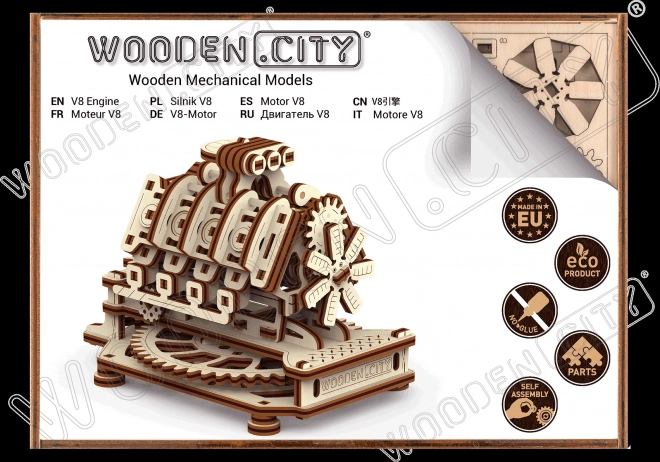 Wooden 3D Puzzle V8 Engine