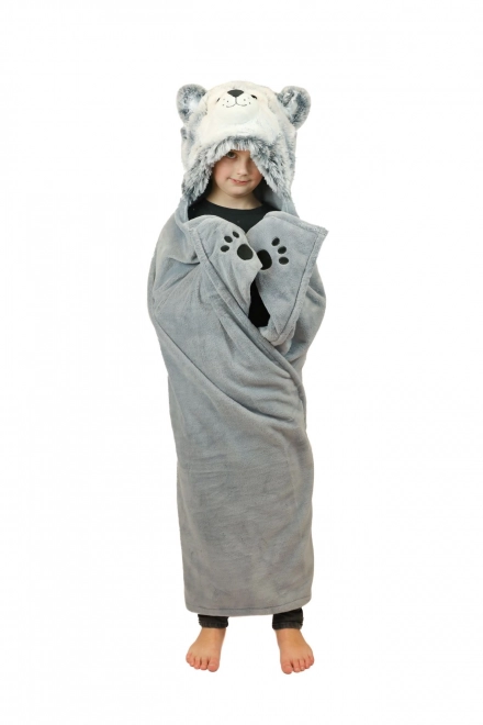 Cozy Hooded Blanket with Animal Design and Paw Pockets